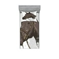 thumbnail image 1 of Ambesonne Animal Fitted Sheet & Pillow Sham Set, Wild Horse Portrait, Twin, Brown White, 1 of 2