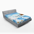 thumbnail image 1 of Ambesonne Animal Fitted Sheet, Polar Bears Seal Penguins, Queen Size, Sky Blue and White, 1 of 2