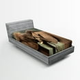 thumbnail image 1 of Ambesonne Animal Fitted Sheet, Savannah Animals Savanna, Twin XL Size, Brown and Green, 1 of 3