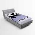 thumbnail image 1 of Ambesonne Animal Fitted Sheet, Sleeping Panda on Cloud, Twin XL Size, Lilac Black, 1 of 3
