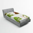 thumbnail image 1 of Ambesonne Animal Fitted Sheet, Snake Frog Ninja Reptile, Twin Size, Green Brown Red, 1 of 2