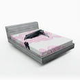 thumbnail image 1 of Ambesonne Animal Fitted Sheet, Striped Dreamy Whale, Queen Size, Pink Black and White, 1 of 2