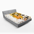 thumbnail image 1 of Ambesonne Animal Fitted Sheet, Vector Wildlife Tiger, Full Size, Orange, 1 of 2