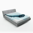 thumbnail image 1 of Ambesonne Animal Fitted Sheet, Whale with Striped Wave, Full Size, White Dark Blue and Blue, 1 of 2