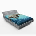 thumbnail image 1 of Ambesonne Animal Fitted Sheet, in Tropic Ocean, Full Size, Slate Blue Turquoise, 1 of 3