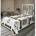 thumbnail image 1 of Ambesonne Animal Fitted & Top Sheet Set with Sham, Boston Terrier Dogs, White Cream and Grey, 1 of 4