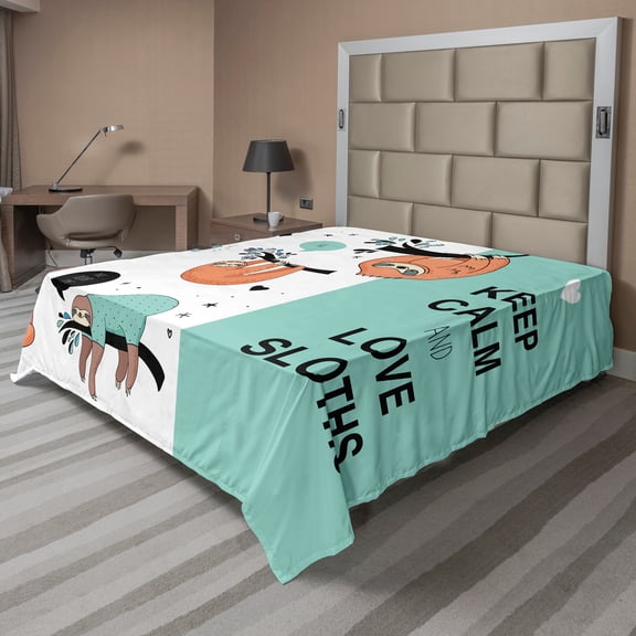 Ambesonne Animal Flat Sheet, American Sloth Tribe, Full Size, Multicolor