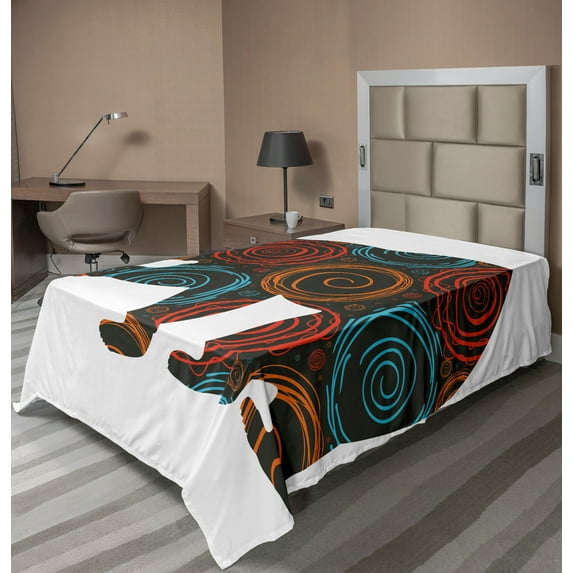 Ambesonne Animal Flat Sheet, Bear Circles Dots, TwinXL Size, Multicolor