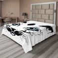 thumbnail image 1 of Ambesonne Animal Flat Sheet, Big Cat Face Pet Sketchy, Queen Size, Sky Blue White and Black, 1 of 1