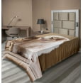 thumbnail image 1 of Ambesonne Animal Flat Sheet, Kitten and Dog Friends, Twin Size, Sand Brown White, 1 of 1