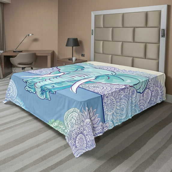 Ambesonne Animal Flat Sheet, Oval Motifs, California King, Multicolor