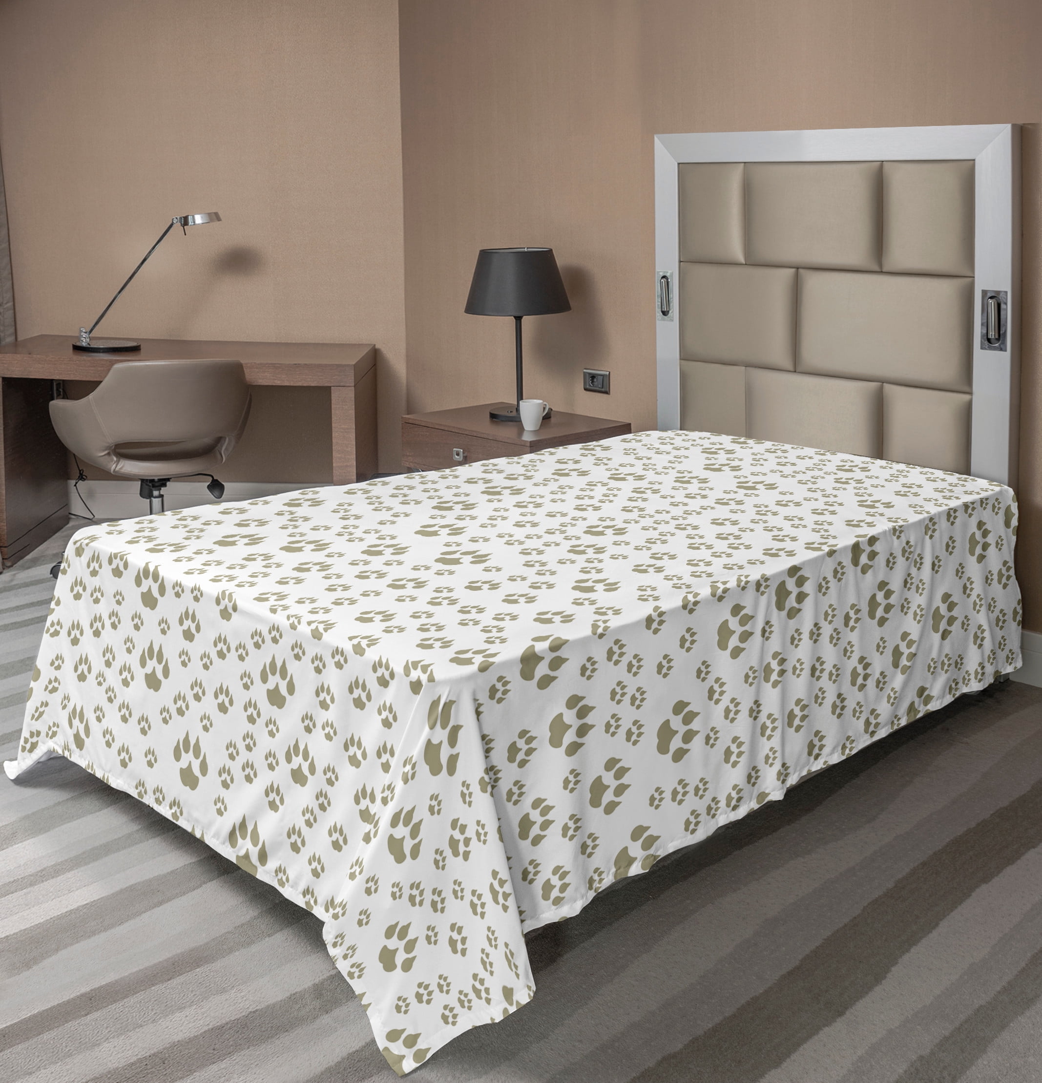 Taupe and White Twin XL Microfiber Flat Sheet