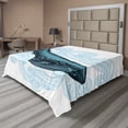 thumbnail image 1 of Ambesonne Animal Flat Sheet, Whale with Striped Wave, King Size, White Dark Blue and Blue, 1 of 1