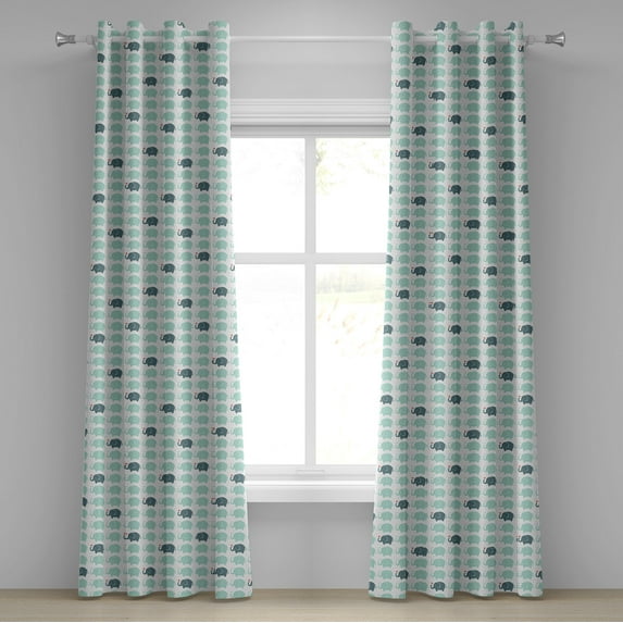 Ambesonne Animal Grommet Curtain, Cartoon Seafoam Fun Pattern, 50" x 96", Teal