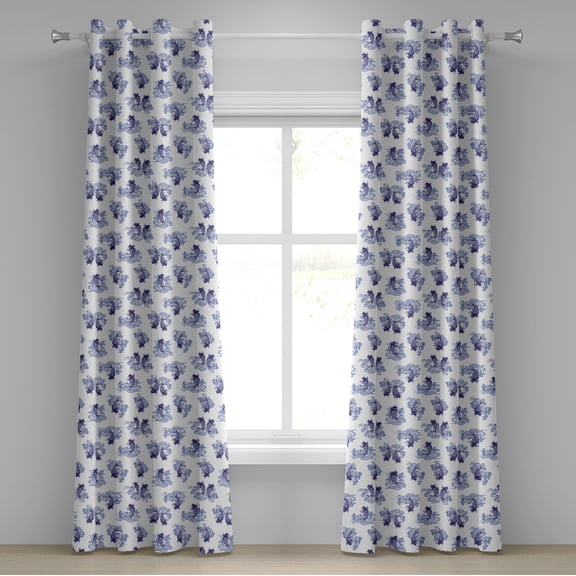 Ambesonne Animal Grommet Curtain, Japanese Style Carp, 50" x 96", Dark Blue