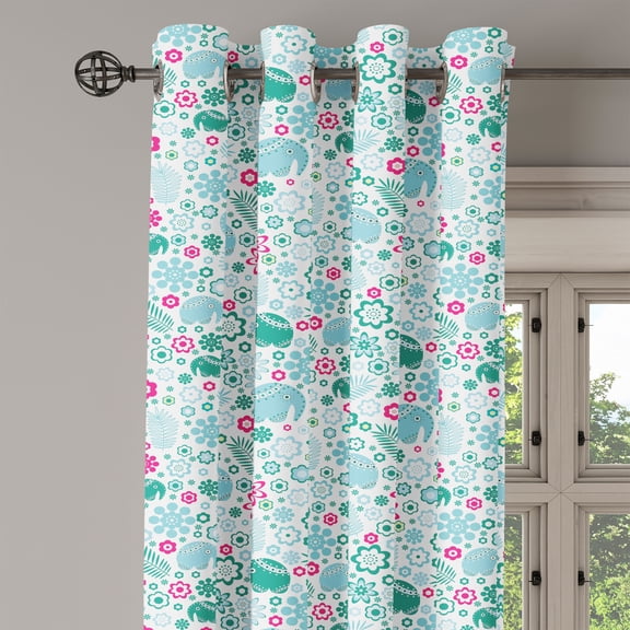 Ambesonne Animal Grommet Curtain Single Panel, Tropical Art, 50"x60", Sea Green Pale Blue