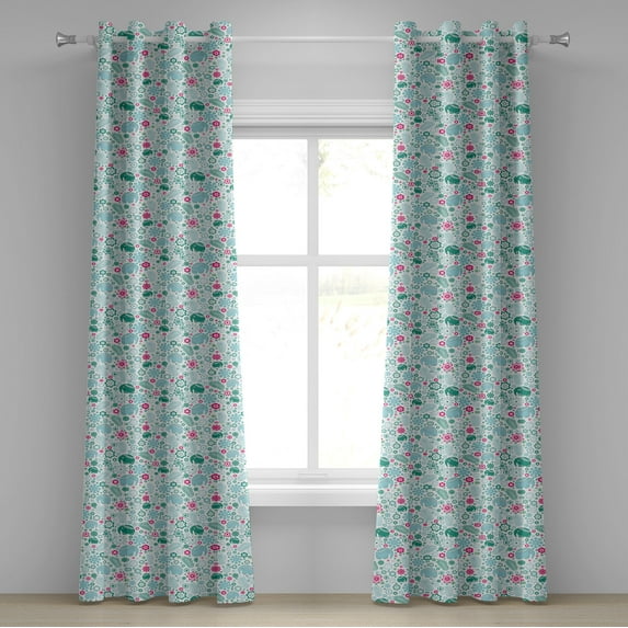 Ambesonne Animal Grommet Curtain, Tropical Art, 50" x 84", Sea Green Pale Blue