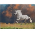 thumbnail image 1 of Ambesonne Animal Jigsaw Puzzle Durable Cardboard, Andalusian Horse Dusk, 1000 pcs, White Orange Green, 1 of 5