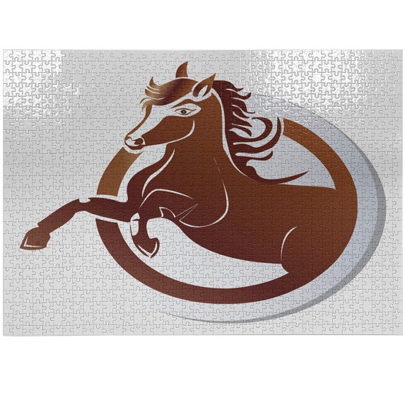 Ambesonne Animal Jigsaw Puzzle Durable Cardboard, Emblem Design Round, 1000 pcs, Multicolor