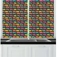 thumbnail image 1 of Ambesonne Animal Kitchen Curtains, Animals with Circles, 55"x39", Multicolor, 1 of 2