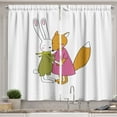 thumbnail image 1 of Ambesonne Animal Kitchen Curtains, Fox and Hare Hugging, 55"x45", Pink Amber Olive Green, 1 of 3