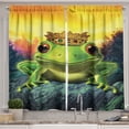thumbnail image 1 of Ambesonne Animal Kitchen Curtains, Frog Prince with Crown, 55"x45", Green Yellow, 1 of 3