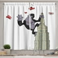 thumbnail image 1 of Ambesonne Animal Kitchen Curtains, King Monkey Cartoon, 55"x39", Beige Black and Red, 1 of 3