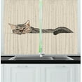 thumbnail image 1 of Ambesonne Animal Kitchen Curtains, Lazt Sleepy Cat, 55"x45", Grey Beige, 1 of 3