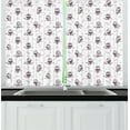 thumbnail image 1 of Ambesonne Animal Kitchen Curtains, Owls on the Branch, 55"x39", Eggplant and White, 1 of 2