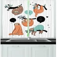 thumbnail image 1 of Ambesonne Animal Kitchen Curtains, Smiling Sloth Cartoon, 55"x39", Multicolor, 1 of 2