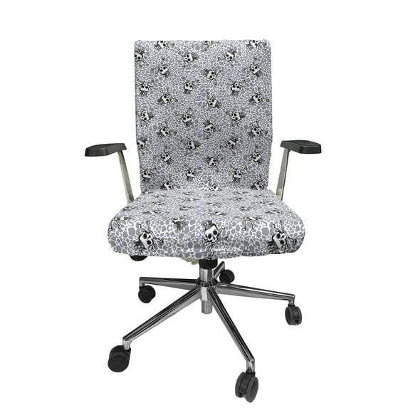 Ambesonne Animal Office Chair Cover Stretchable High Back, Skull Crossbones Wild, Black White Purplegrey