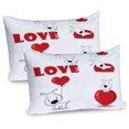 thumbnail image 1 of Ambesonne Animal Pillow Sham 2 Pack, Funny Dog with Hearts, 30"x20", Red White, 1 of 1