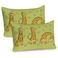thumbnail image 1 of Ambesonne Animal Pillow Sham 2 Pack, Illustration of Giraffes, 36"x20", Avocado Green Caramel, 1 of 3