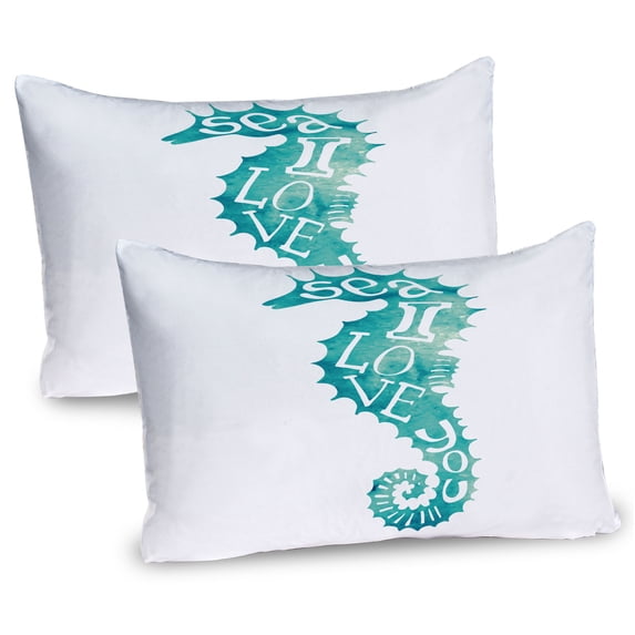 Ambesonne Animal Pillow Sham 2 Pack, Love is in Sunny Sea, 30"x20", Teal