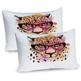 thumbnail image 1 of Ambesonne Animal Pillow Sham 2 Pack, Modern Hipster Leopard, 26"x20", Orange Brown Pink, 1 of 3