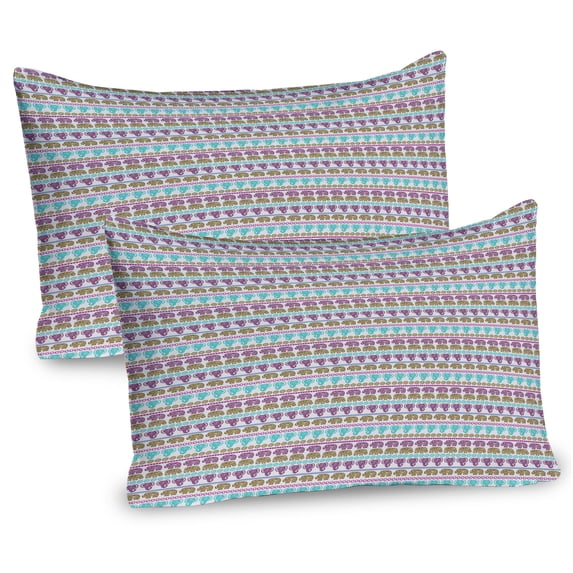 Ambesonne Animal Pillow Sham 2 Pack, Tribal, 36"x20", Pearl Multicolor