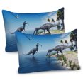 thumbnail image 1 of Ambesonne Animal Pillow Sham 2 Pack, Wild Suchomimus Dinosaur, 26"x20", Blue Green Grey, 1 of 3