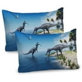 thumbnail image 1 of Ambesonne Animal Pillow Sham 2 Pack, Wild Suchomimus Dinosaur, 30"x20", Blue Green Grey, 1 of 3