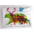 thumbnail image 1 of Ambesonne Animal Pillow Sham, Alaska Animals Bear Wolf, 26" X 20", Multicolor, 1 of 2