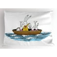 thumbnail image 1 of Ambesonne Animal Pillow Sham, Cartoon Hares Hedgehog, 26" X 20", Multicolor, 1 of 2