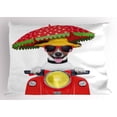 thumbnail image 1 of Ambesonne Animal Pillow Sham, Dog Driving a Motorcycle, 26" X 20", Red, 1 of 2