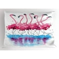 thumbnail image 1 of Ambesonne Animal Pillow Sham, Flamingo and Bird, 26" X 20", Pink Blue Purple, 1 of 2