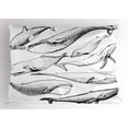 thumbnail image 1 of Ambesonne Animal Pillow Sham, Hand Drawn Single Whale, 26" X 20", Black and White, 1 of 2