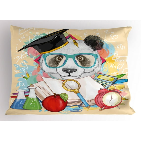 Ambesonne Animal Pillow Sham, Hipster Panda in, 26" X 20", Multicolor