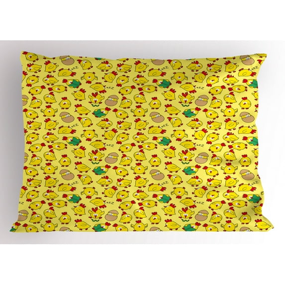 Ambesonne Animal Pillow Sham, Poultry Hatching, 36" X 20", Multicolor
