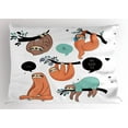 thumbnail image 1 of Ambesonne Animal Pillow Sham, Smiling Sloth Cartoon, 26" X 20", Multicolor, 1 of 2