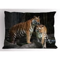 thumbnail image 1 of Ambesonne Animal Pillow Sham, Tiger Couple in Jungle, 36" X 20", Grey and Ginger, 1 of 2