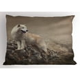 thumbnail image 1 of Ambesonne Animal Pillow Sham, White Wolf on the Rocks, 26" X 20", Warm Taupe, 1 of 2