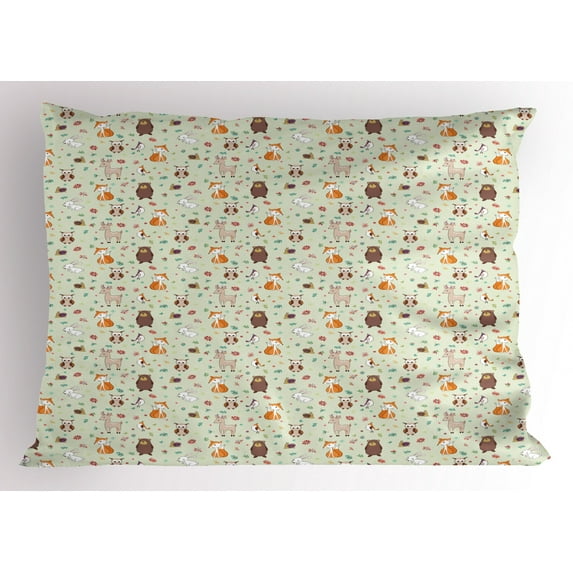 Ambesonne Animal Pillow Sham, Woodland Concept, 36" X 20", Multicolor