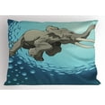 thumbnail image 1 of Ambesonne Animal Pillow Sham, in Tropic Ocean, 36" X 20", Slate Blue Turquoise, 1 of 2